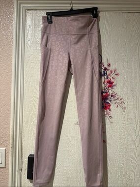GAP Mauve Leopard-Print High-Rise Leggings with Side Pockets